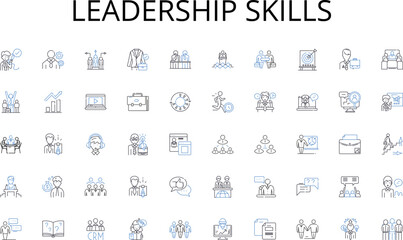 Leadership skills line icons collection. Boss, Executive, Director, Manager, Leader, CEO, Chairman vector and linear illustration. President,Supervisor,Head outline signs set