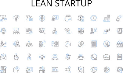 Lean startup line icons collection. Green, Natural, Earthy, Wooded, Lush, Wild, Serene vector and linear illustration. Rustic,Sustainable,Pristine outline signs set