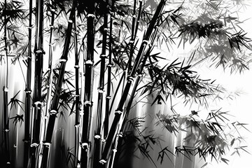 painting bamboo black and white background from generative ai