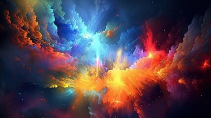A colorful, beautiful and surreal cosmic landscape background with stars and galaxies. Generative AI