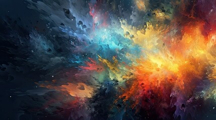 Obraz na płótnie Canvas A colorful, beautiful and surreal cosmic landscape background with stars and galaxies. Generative AI