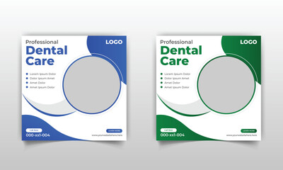 Modern professional social media post design template for dental care, medical, dentist. 