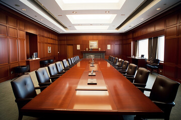 room interior empty Quiet boardroom for strategy planning,  Generative AI