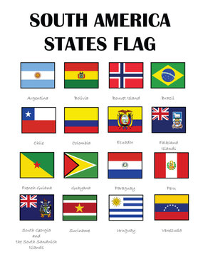 Flag with names of South America states