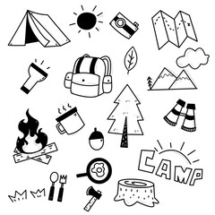 camping vector with white background set