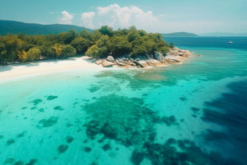 Aerial top view of summer archipelago as seen from above created with Generative AI technology