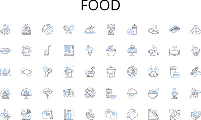 Food line icons collection. Youth, Teenagers, Adolescents, Minors, Kids, Juniors, Youngsters vector and linear illustration. Infants,Juveniles,Teen outline signs set