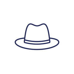 fedora hat line icon on white