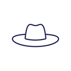 hat with wide brim line icon on white