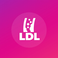 LDL cholesterol icon with an artery, vector