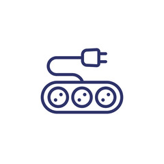 power strip line icon, surge protector vector