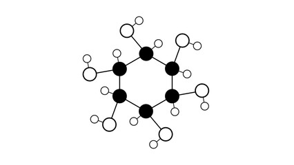 inositol molecule, structural chemical formula, ball-and-stick model, isolated image vitamin b8