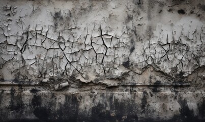 Obraz premium a black and white photo of a wall with peeling paint. generative ai