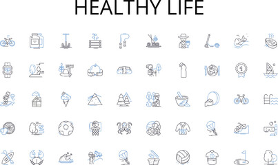 Healthy life line icons collection. Rewards, Gifts, Trophies, Awards, Honors, Medals, Tokens vector and linear illustration. Souvenirs,Incentives,Bonuses outline signs set