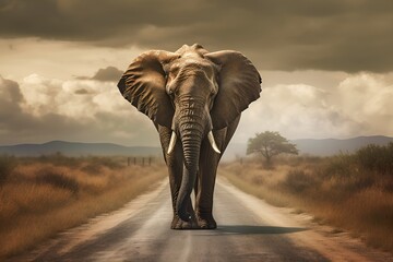 elephant in the desert