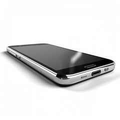 The smartphone is lying on a white table. AI generated