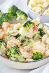 Broccoli and Shrimp Alfredo  - 599860815