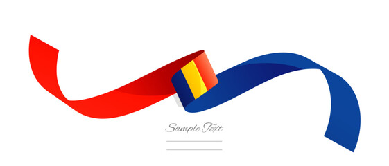 Romania flag ribbon vector illustration. Romania flag ribbon on abstract isolated on white color background