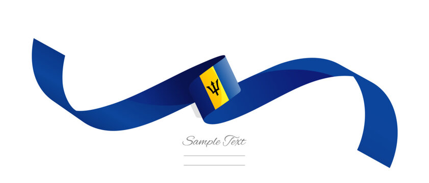 Barbadian flag ribbon vector illustration. Barbados flag ribbon on abstract isolated on white color background