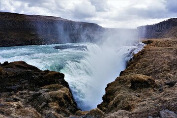wodospad Gullfoss, Islandia, Złoty Krąg, Golden Circle - obrazy, fototapety, plakaty
