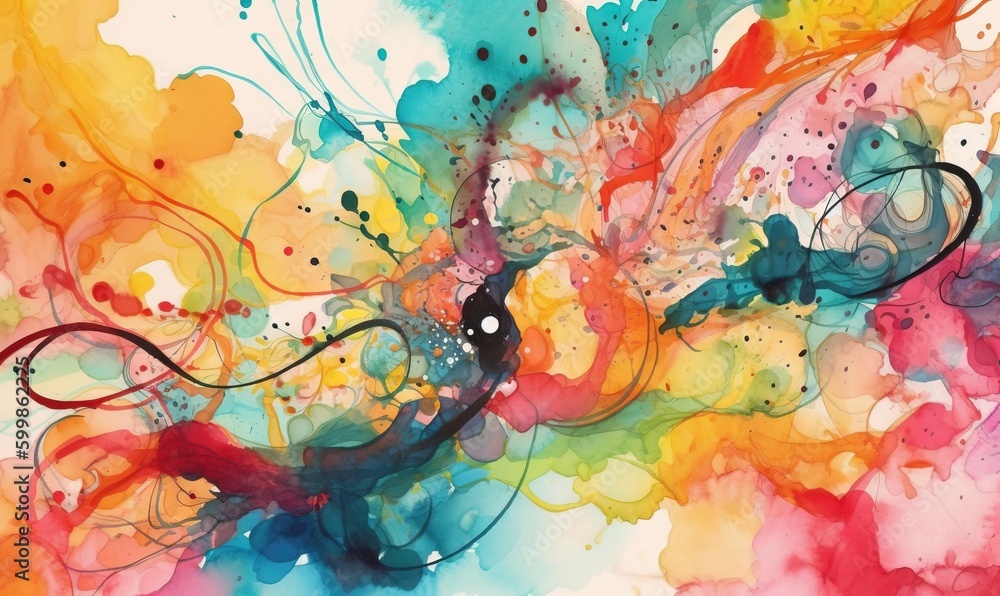 Poster a painting with lots of different colors and shapes on it. generative ai