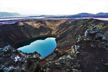 Jezioro w kraterze wulkanu, Kerið, Islandia