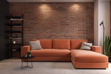 interior background cushion decoration luxury living sofa indoor stylish modern. Generative AI.
