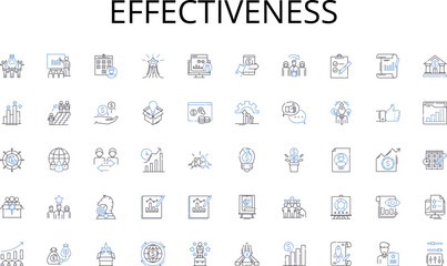 Effectiveness line icons collection. Hiring, Recruitment, Interviewing, Onboarding, Training, Orientation, Diversity vector and linear illustration. Inclusion,Benefits,Compensation outline signs set