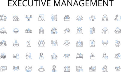 Executive management line icons collection. Analytics, Metrics, Evaluation, Insights, Performance, Optimization, Dashboards vector and linear illustration. KPIs,Data,Visualization outline signs set