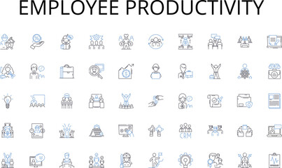 Employee productivity line icons collection. Reflection, Meditation, Reflection, Speculation, Consideration, Conjecture, Cogitation vector and linear illustration. Intellection,Ruminations