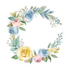 Fototapeta na wymiar Watercolor floral illustration bouquet set collection, wedding stationary, flower background