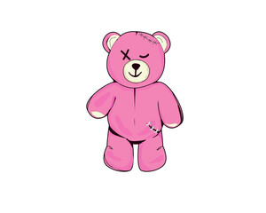 grafitti slogan pink teddy bear doll  