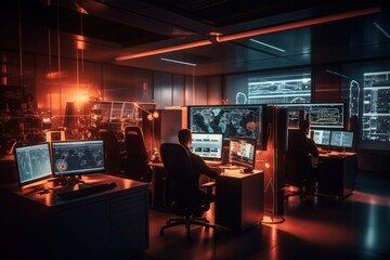 Cybersecurity Informatiker Büro - obrazy, fototapety, plakaty