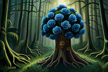 Baroque Roses in the Amazon Forest - Surreal Art created with Generative A