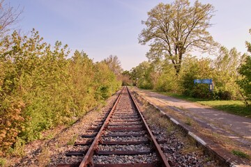 A unique old railway station at the levee near Lednice, Czech republic