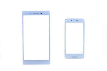 白いタブレット端末とスマートフォン
