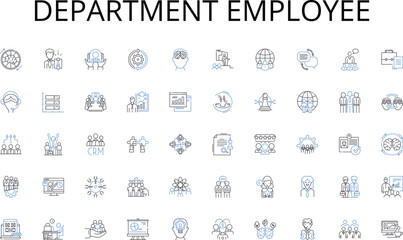 Department employee line icons collection. Strategy, Maneuver, Plan, Scheme, Approach, Technique, Method vector and linear illustration. Trick,Gambit,Ploy outline signs set