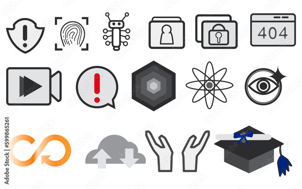 Poster cyber security icon ,security in the management system