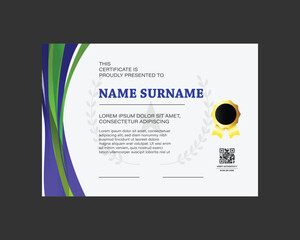 Dynamic wave green and blue achievement award certificate background