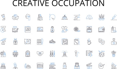 Creative occupation line icons collection. Data, Intelligence, Analytics, Governance, Security, Storage, Retrieval vector and linear illustration. Analysis,Planning,Processing outline signs set