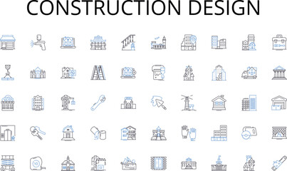 Construction design line icons collection. Teamwork, Partnership, Alliance, Cooperation, Synergy, Coordination, Cohesion vector and linear illustration. Collaboration,Joint effort,Unity outline signs