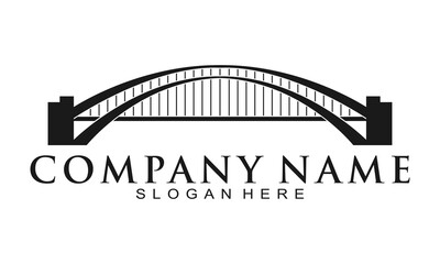 Big river bridge illustration vector logo