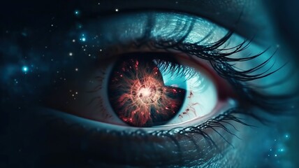 Eye of universe made of stars, clouds and galaxies. Generative AI