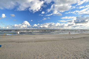 Fototapeta na wymiar view of the beach in Jantar Baltic Sea