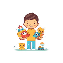 little kid playing with toys and feel happy
