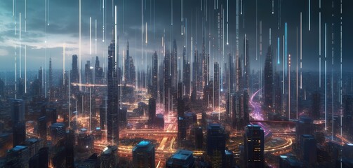 Obraz na płótnie Canvas Futuristic city with future digital technology. Generative AI