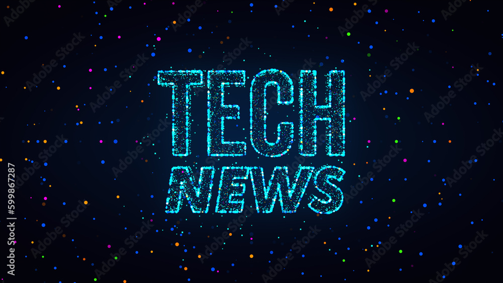 Poster abstract futuristic blue colorful shiny tech news text lines effect with square dots and lines spark