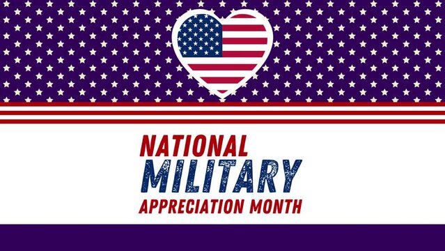 National military appreciation month holiday text animation 4k footage