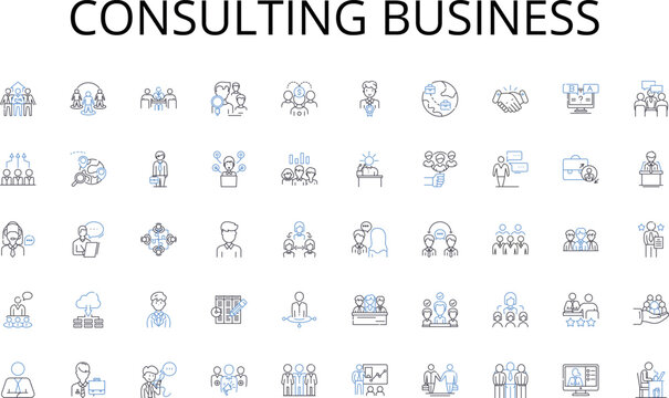Consulting business line icons collection. Feedback, Happiness, Loyalty, Trust, Contentment, Engagement, Empathy vector and linear illustration. Gratitude,Complaints,Responsiveness outline signs set