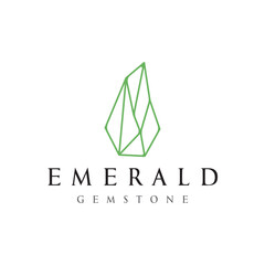 Luxury Antique Emerald Gemstone logo template in trendy style for jewelry.